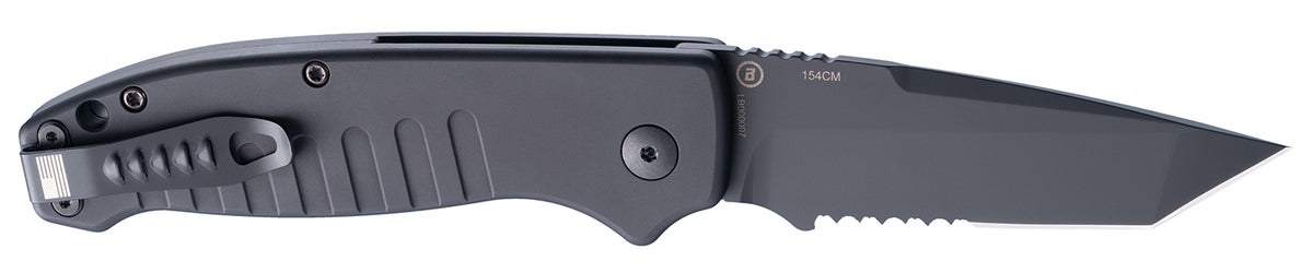 Hogue 64120 Ballista-I Auto Folder 3.5" Serrated Tanto Blade Black Finish