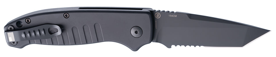 Hogue 64120 Ballista-I Auto Folder 3.5" Serrated Tanto Blade Black Finish