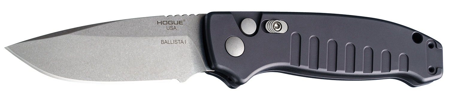 Hogue 64136 Ballista-I Auto Folder 3.5" Drop Point Black Blade