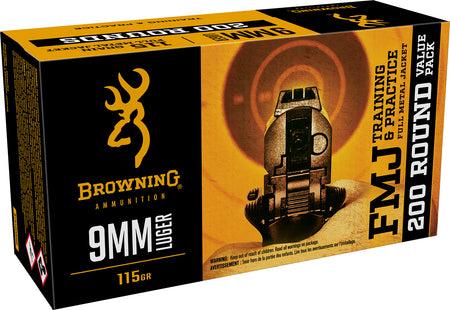 Browning 9mm Luger / Parabellum Training & Practice Value Pack 115 grain Full Metal Jacket ammunition