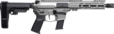 CMMG 45A890FTNG Banshee FE MkG 45 ACP 13+1 8" Black Nitride Threaded Barrel, M-LOK Handguard, Titanium Cerakote Aluminum Receiver w/Picatinny Rail, Black Polymer CMMG RipBrace, CMMG Zeroed Grip