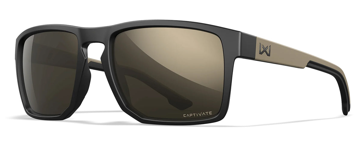 Wiley X AC6FND04 Founder Sunglasses Tungsten Mirror Lens Matte Black w/ Tan Frame