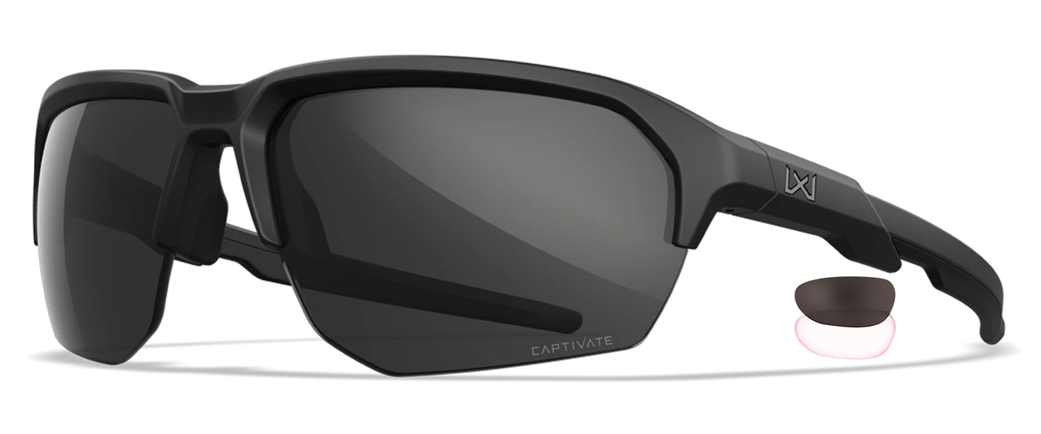 Wiley X CHJKL01 Jakl Sunglasses M/L Grey and Clear Lens Matte Black Frame