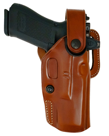 Galco APO Strongside Crossdraw OWB Tan Steerhide Belt Holster Glock 19 Gen 1-5 Right Hand