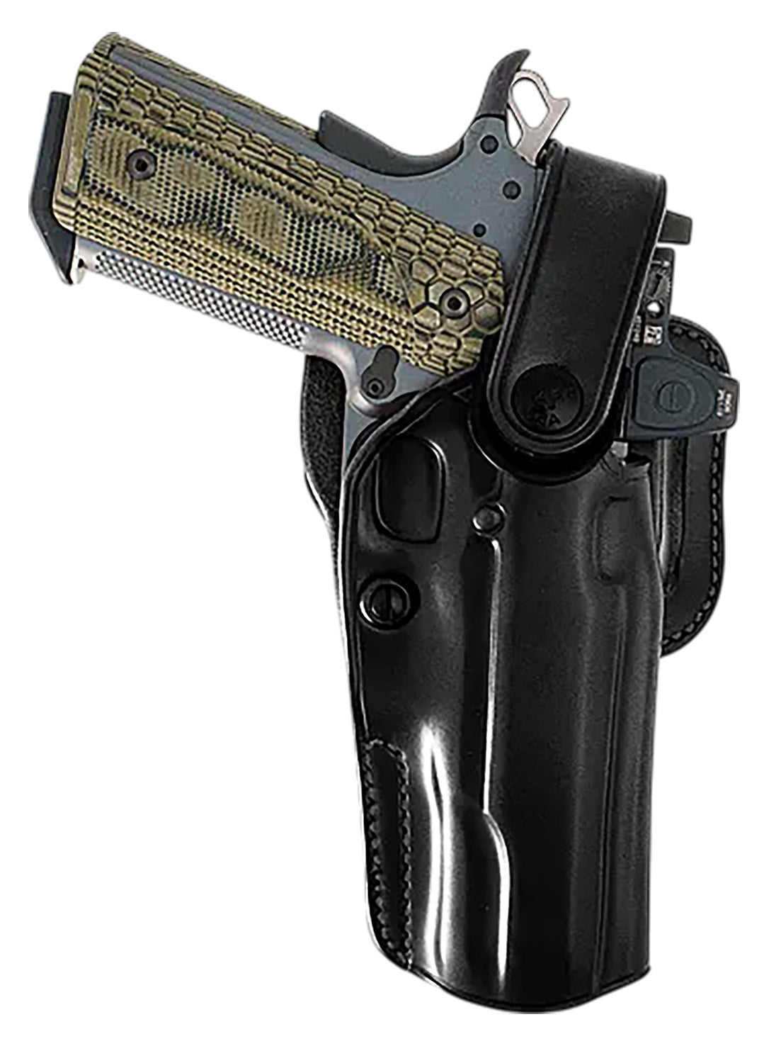 Galco APO Strongside Crossdraw OWB Black Steerhide Belt Holster Glock 19 Gen 1-5 Right Hand