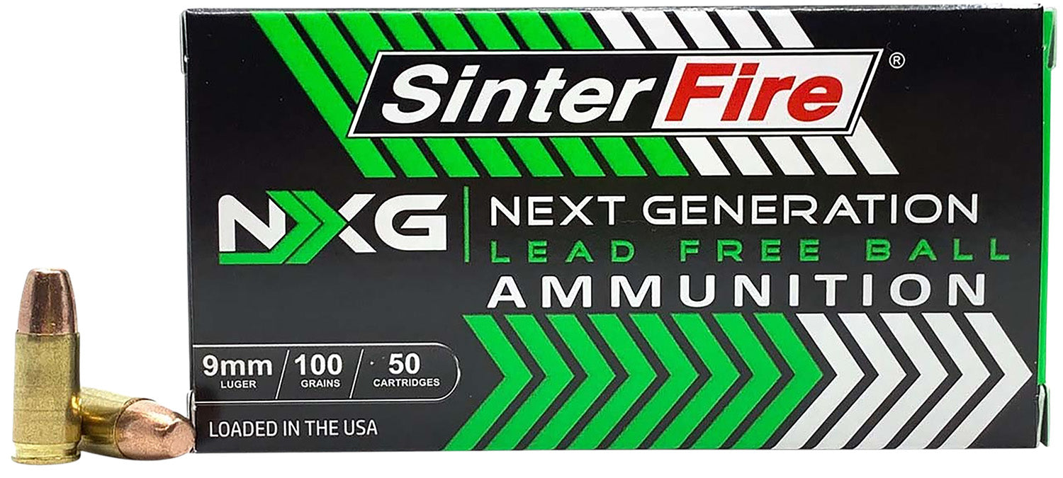 Sinterfire NXG Lead Free Ball Pistol Ammo 9mm 100 gr. Lead Free Ball 50 rd. Brass LF Primer