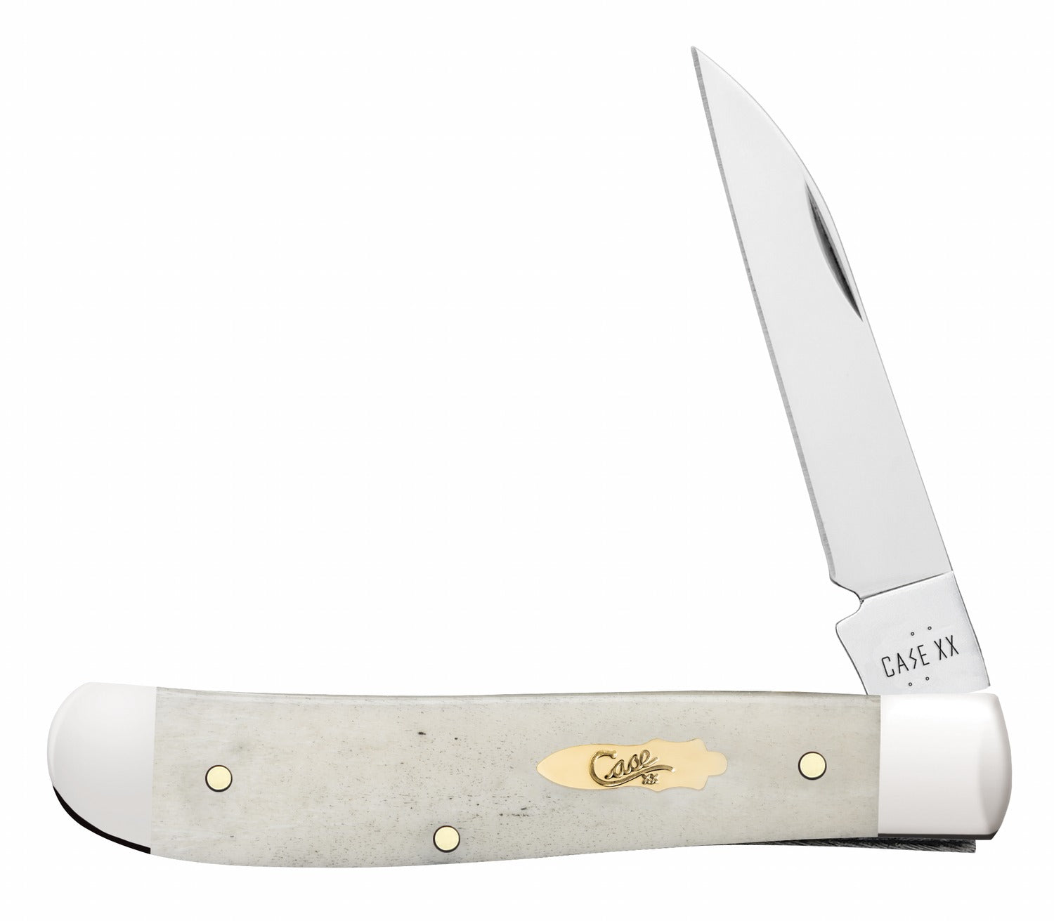 Case 11025 Trapper Mini Folding Clip Point/Spey Tru-Sharp Stainless Blade Knife, Smooth Natural Bone Handle
