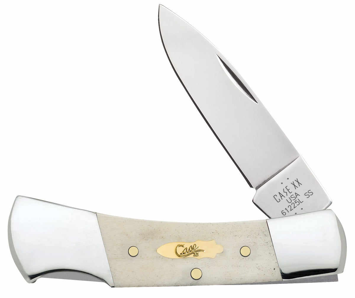 Case 11026 Lockback Folding Drop Point Plain Tru-Sharp Stainless Blade Knife, Smooth Natural Bone Handle