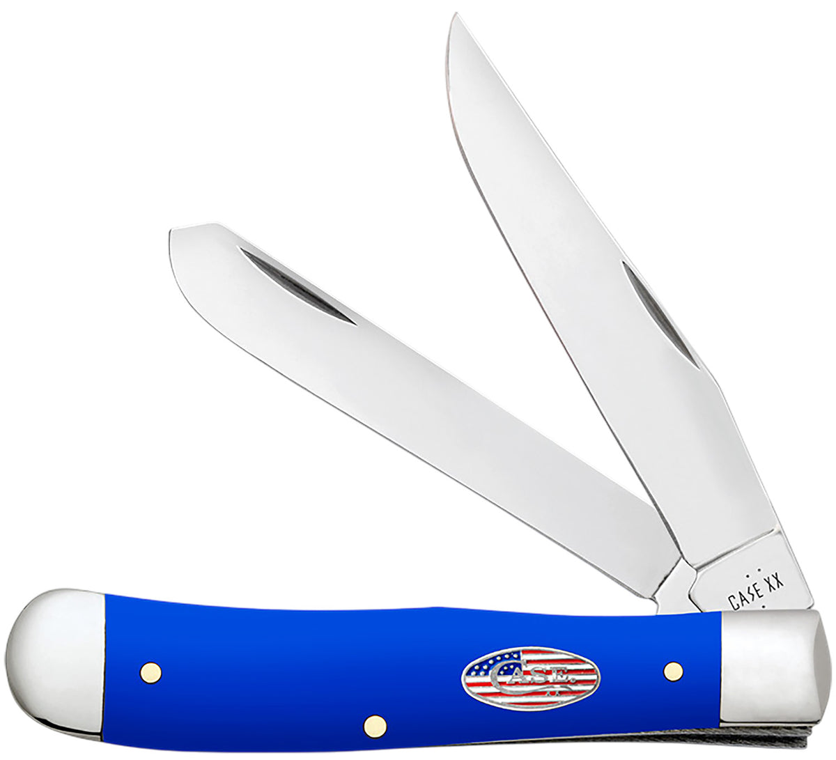 Case 16400 USMC Folding Clip Point/Spey Plain Stainless Steel Blade Knife, Smooth Royal Blue Handle