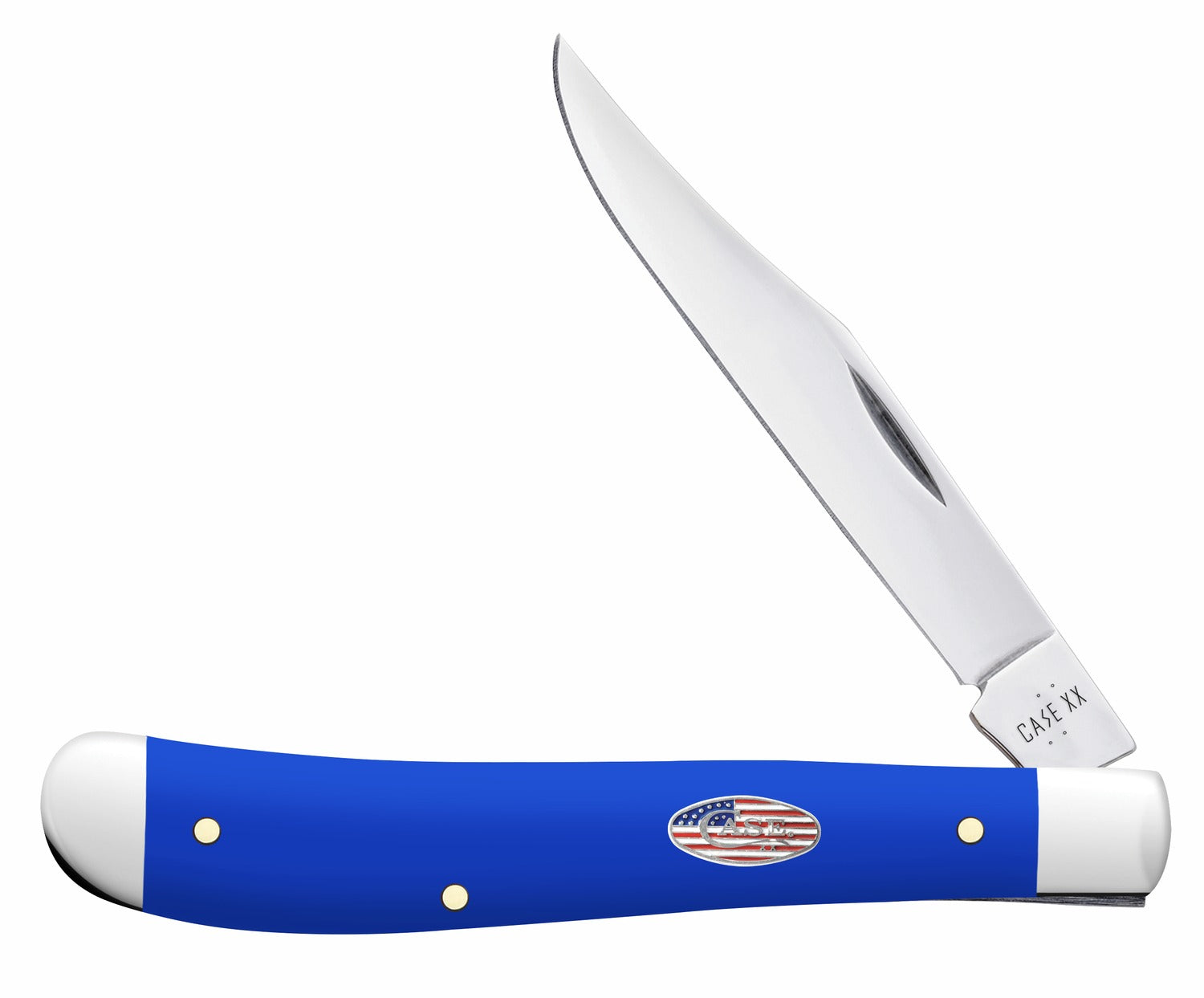 Case 16403 Trapper Slimline Pocket Knife 3.25" Mirror Polished Carbon Steel Clip Point Blade, Royal Blue Handle