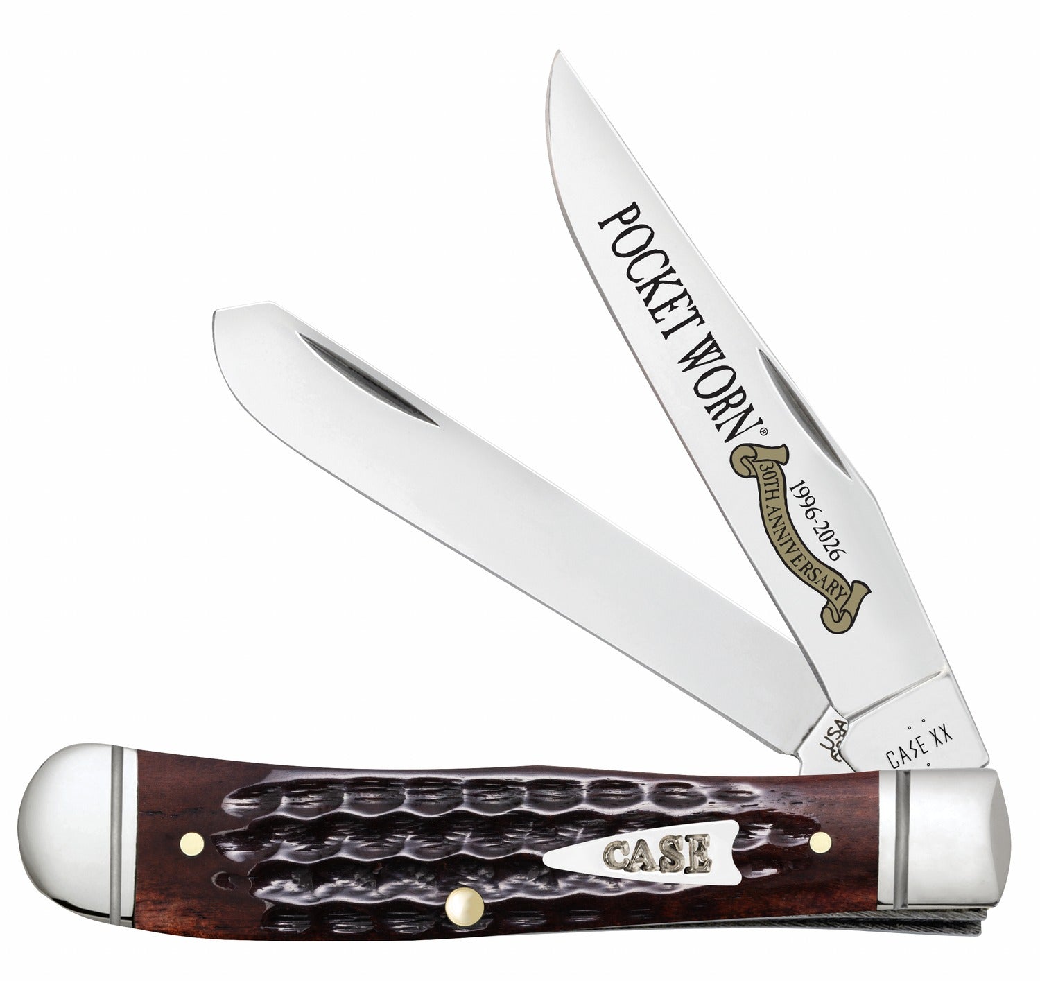 Case 55231 Pocket Worn Mini Trapper Folding Knife with Jigged Mahogany Bone Handle