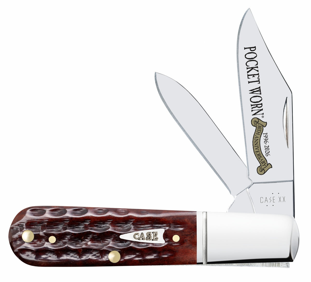 Case 55233 Barlow Pocket Worn Folding Knife, Corn Cob Jigged Mahogany Bone Handle