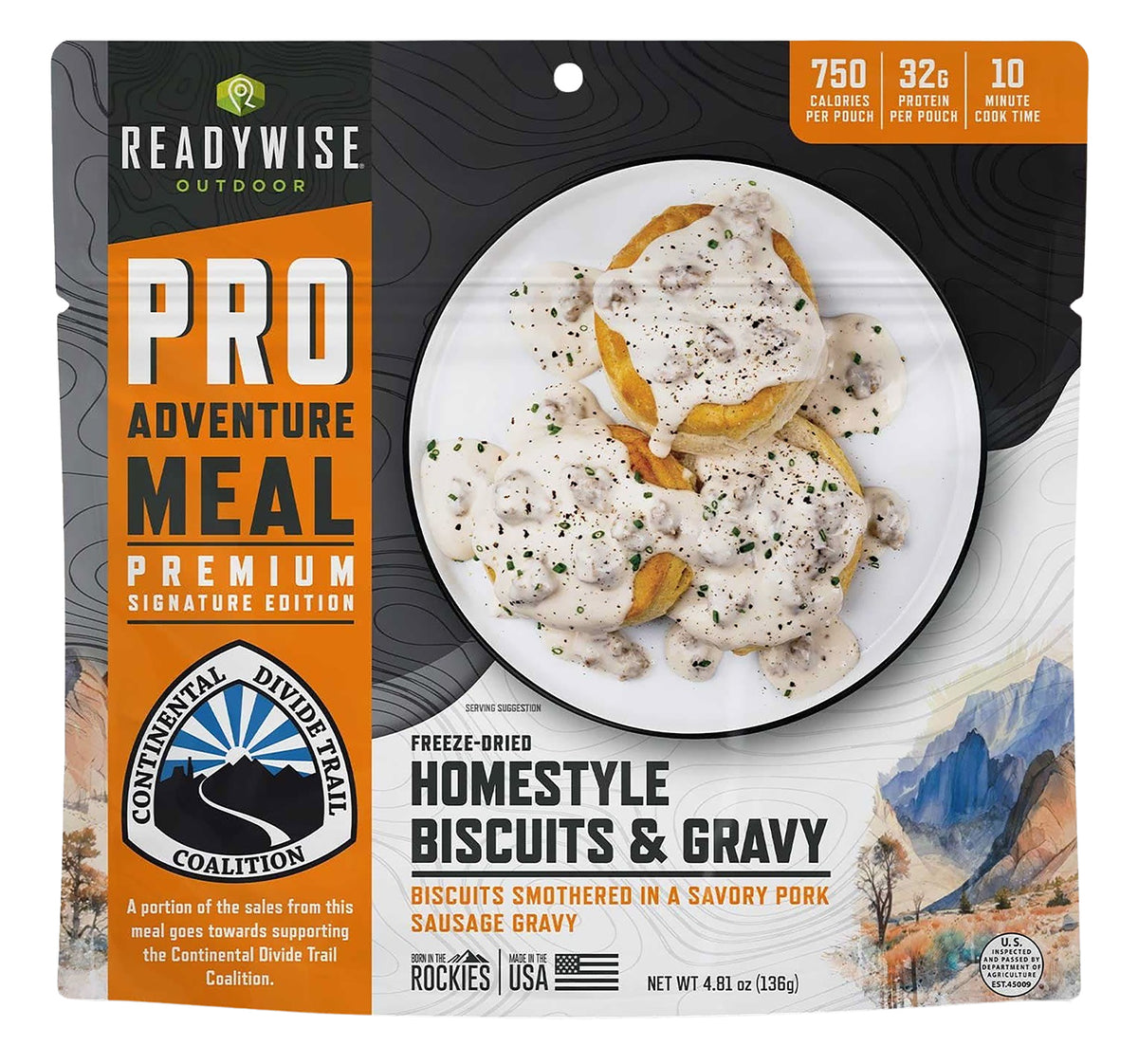 RW05403 Wise Foods Pro Meal Biscuits & Gravy 2 Servings Per Pouch Case of 6