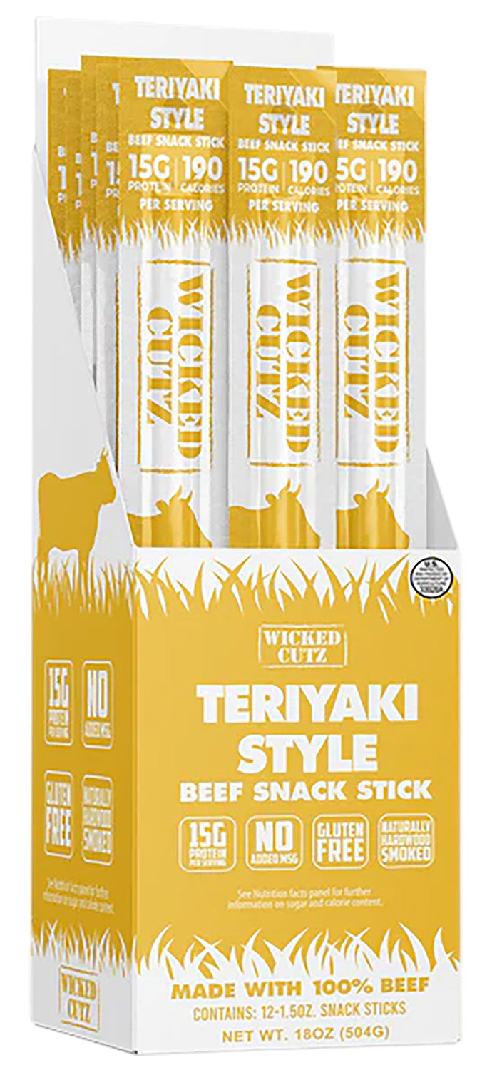 Wicked Cutz WCBS12TY Teriyaki Flavored Beef Sticks 12
