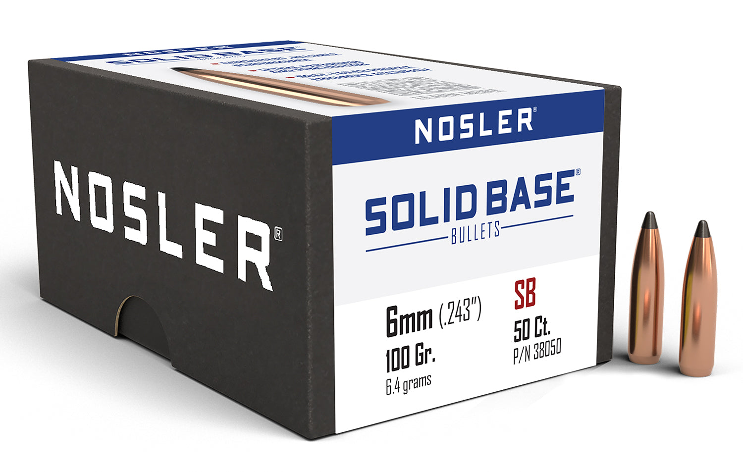 Nosler .243" 100 Grain Solid Base SP Rifle Bullets 50-Count