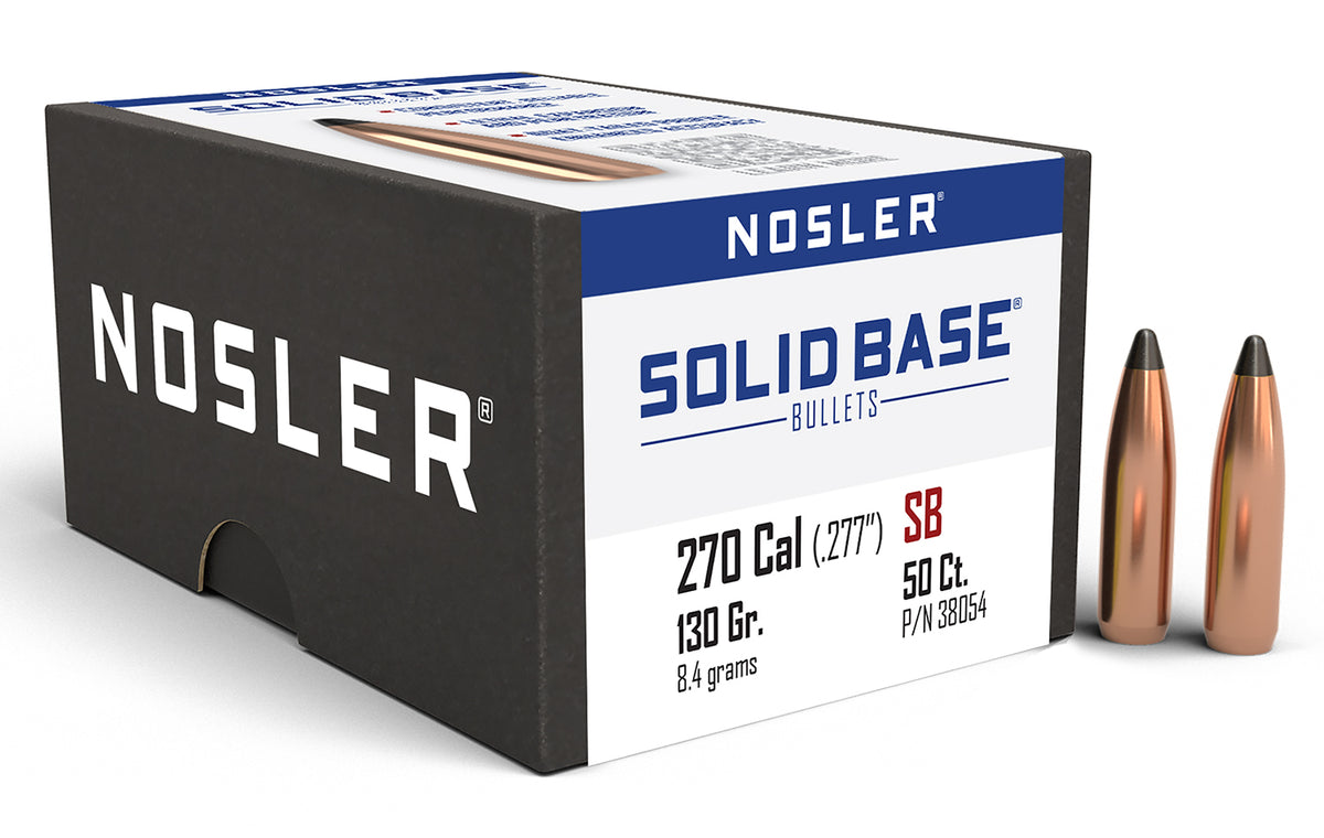 Nosler .277 Diameter 130 Grain Solid Base SP Bullets 50-Pack