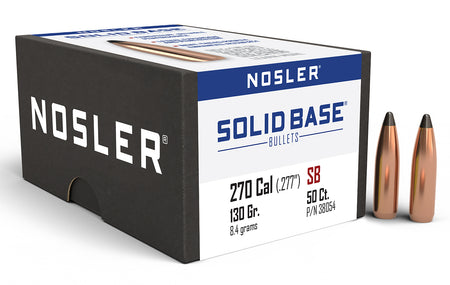 Nosler .277 Diameter 130 Grain Solid Base SP Bullets 50-Pack