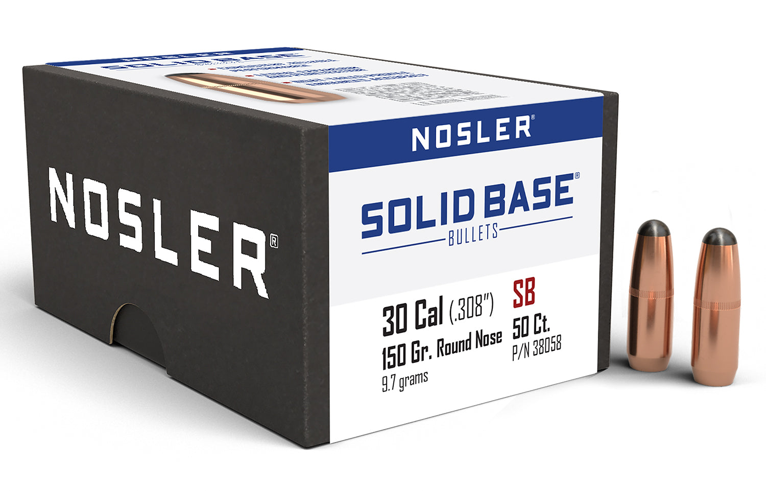 Nosler .284 Diameter 150 Grain Solid Base RN Bullets 50-Pack
