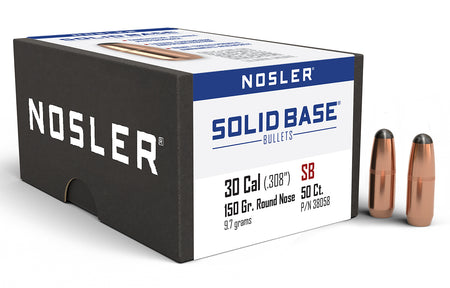 Nosler .284 Diameter 150 Grain Solid Base RN Bullets 50-Pack