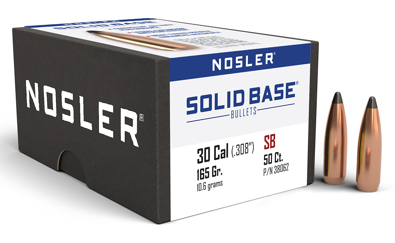 Nosler .284 Diameter 165 Grain Solid Base SP Bullets 50-Pack