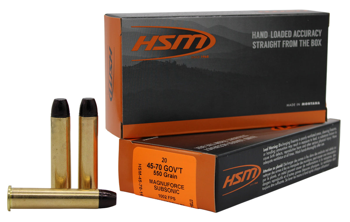 HSM .45-70 Government  550 grain Hard Cast Lead Flat Nose ammunition