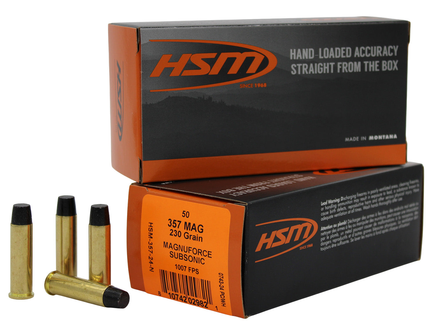 HSM .357 Magnum  230 grain Hard Cast Lead Flat Nose ammunition