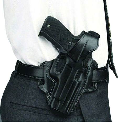 Galco FL104B Fletch High Ride OWB Black Leather Belt Slide Ruger GP100 S&W L Frame Right Hand