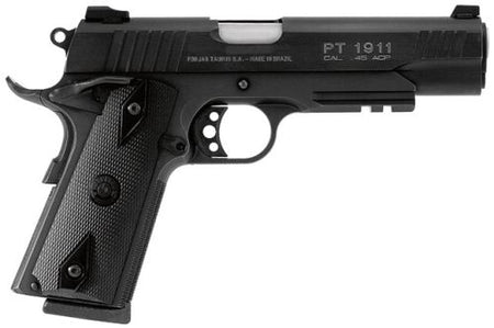 Taurus 1191101B1 1911 Full Size Frame 45 ACP 8+1 5" Matte Stainless Steel Barrel, Matte Black Serrated Steel Slide & Frame w/Beavertail & Picatinny Rail, Black Checkered Polymer Grip, Right Hand