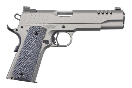 Auto-Ordnance 1911TCAC6 1911 A1 45 ACP 7+1 5" Savage Silver Cerakoate, Serrated/Ported Slide, Black Rubber Grips, Fixed 3-Dot Combat Day Sights