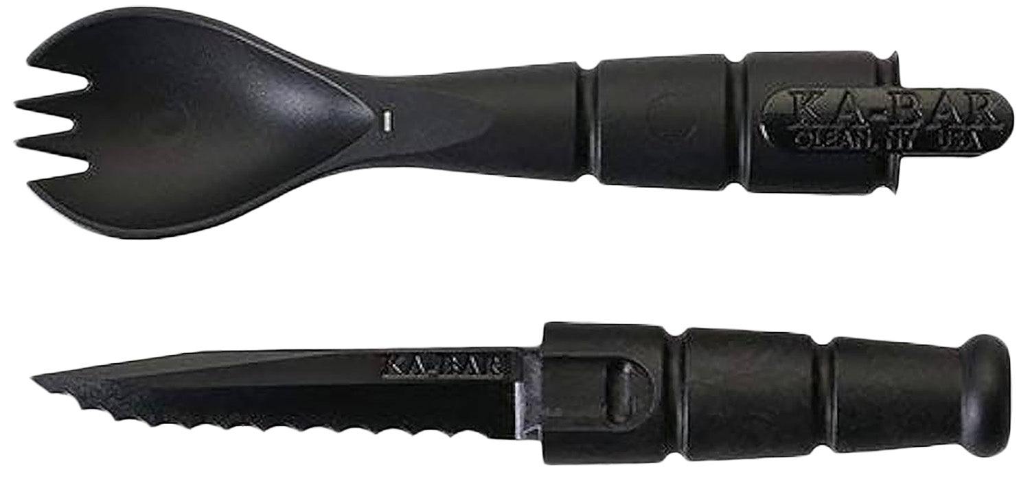Ka-Bar 9909 Spork/Knife Combo Creamid Black 2.50" Blade 6.88" Long