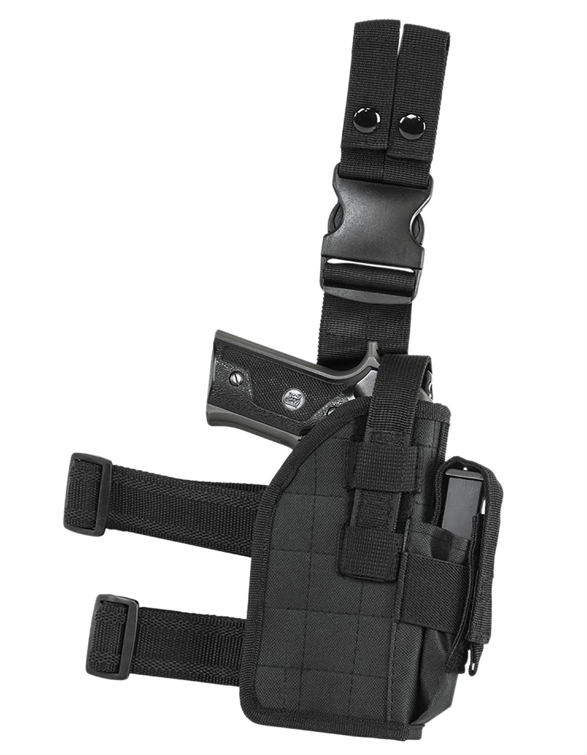 NcStar Right Hand Drop Leg Black PVC Holster Compatible with Full Size and Compact Semi-Autos