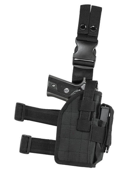 NcStar Right Hand Drop Leg Black PVC Holster Compatible with Full Size and Compact Semi-Autos