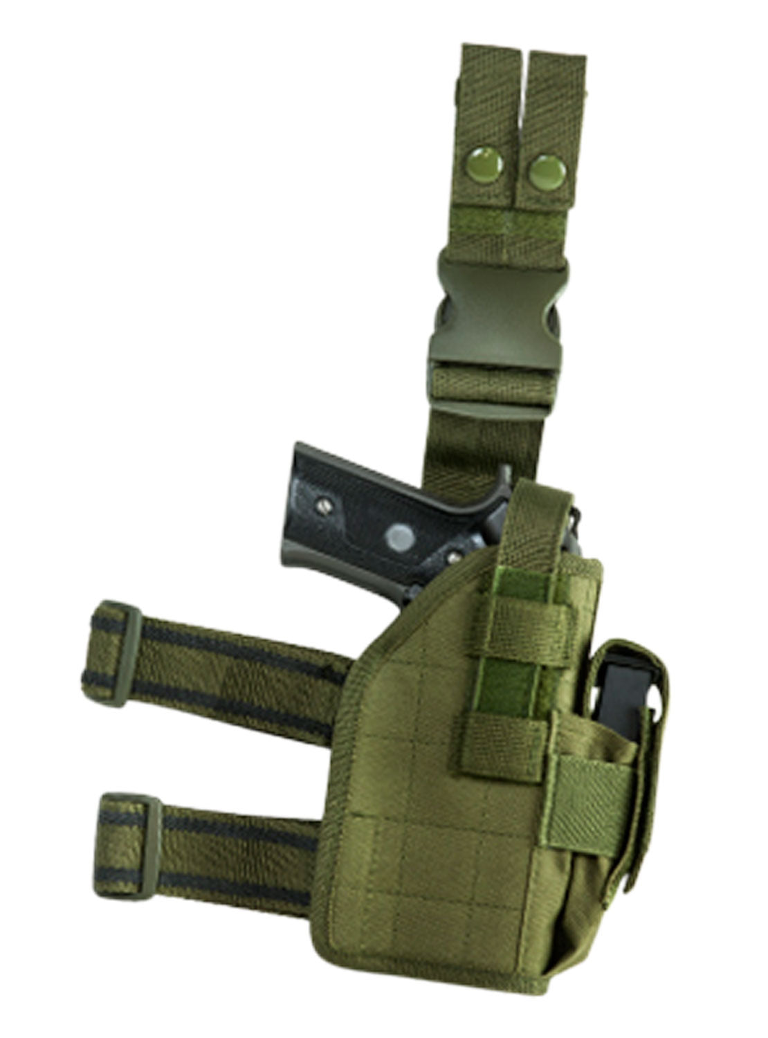 NcStar Right Hand Drop Leg Green PVC Holster Compatible with Full Size and Compact Semi-Autos