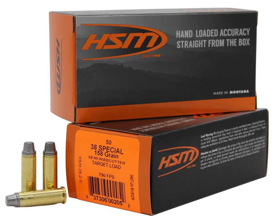 HSM .38 Special  158 grain Semi-Wadcutter ammunition