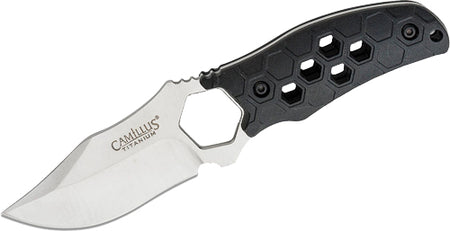 Camillus Comb Black Honeycomb Handle Fixed Blade 3.5" SS Knife