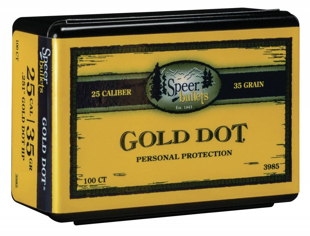 Speer 3985 Gold Dot .251 Diameter 35 Grain HP Reloading Bullets 100PK