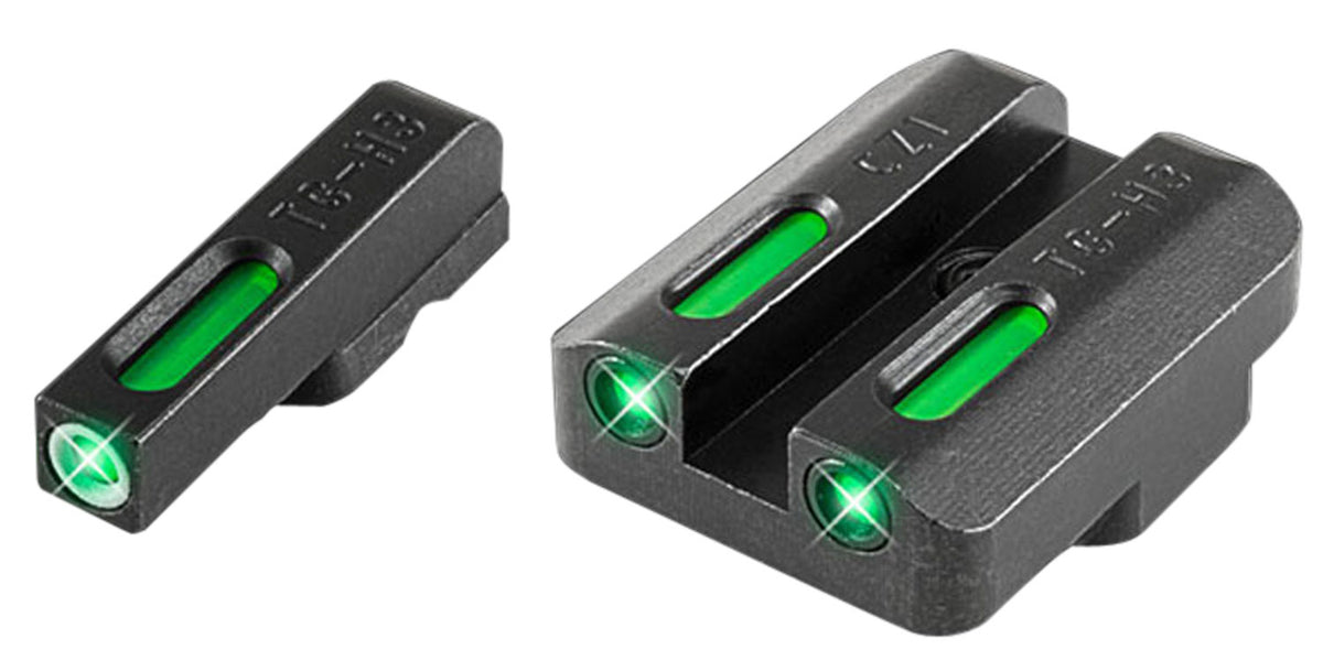 TruGlo TG13CZ1A TFX Black Green Tritium Fiber Optic Sight Pair with White Outline