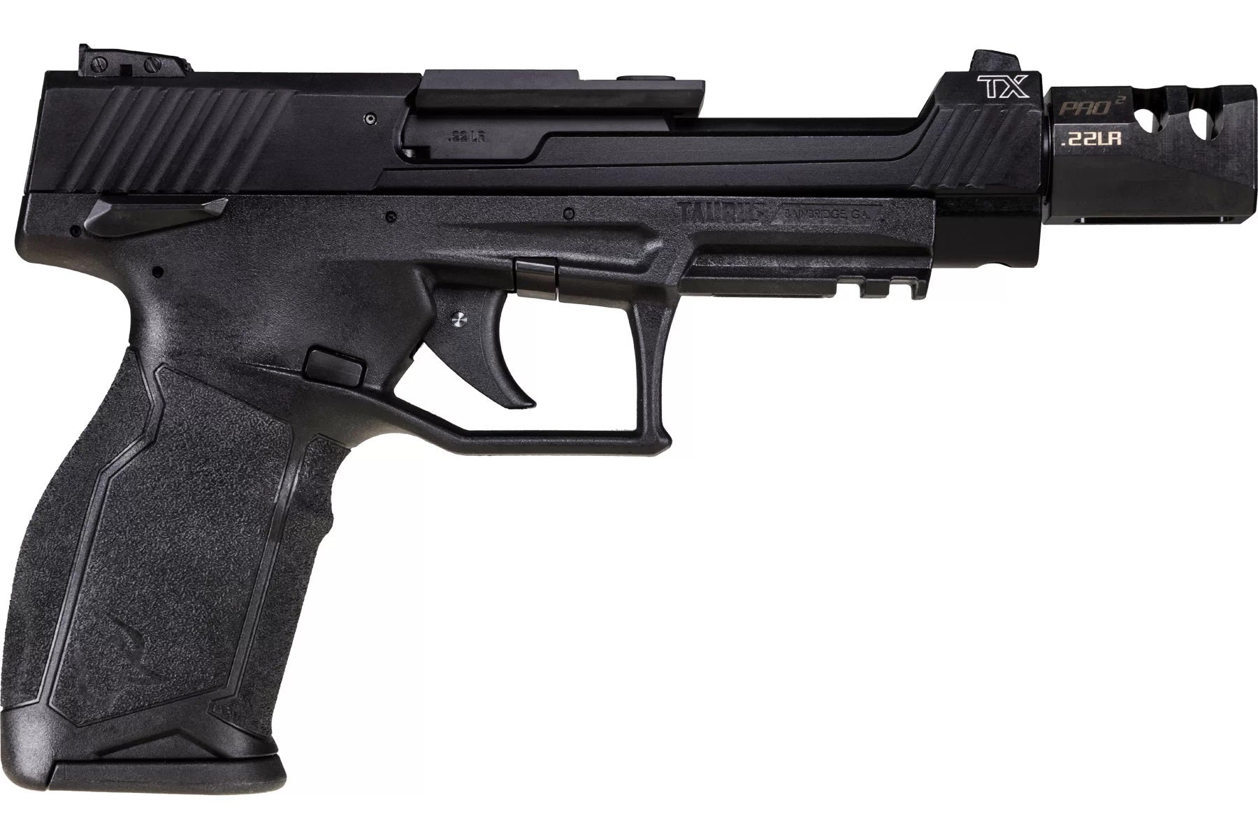Taurus 1-TX22C151-T TX22 Competition 5.40" 16+1 (3) Black Polymer Frame Black Anodized Ported Aluminum Slide with Optics Mount Aggressive Textured Black Polymer Grip Includes Compensator