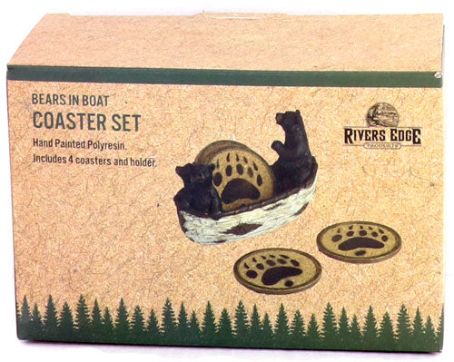Rivers Edge 4pc Bears in a Boat Drink Coaster Set