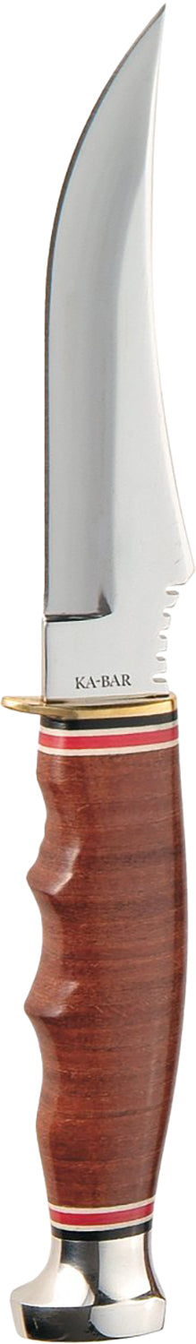 Ka-Bar 1233 Skinner 4.38" Fixed Skinner Knife, 5Cr15MoV SS Blade, Brown Leather Handle, Sheath Included