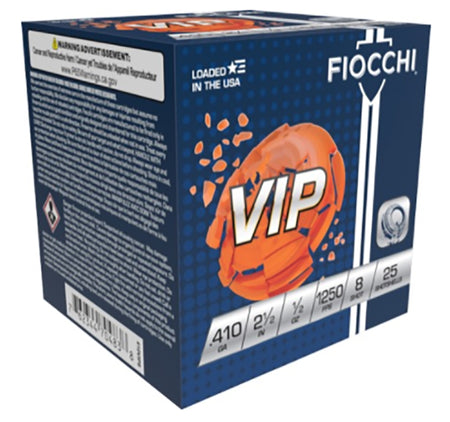 Fiocchi .410 Bore Shotgun Ammo Exacta Target VIP 2.5 in 1/2 oz #8