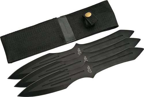 SZCO 9.75" Black 3-Piece Throwing Knife Set with Sheath