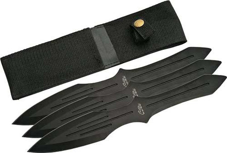 SZCO 9.75" Black 3-Piece Throwing Knife Set with Sheath