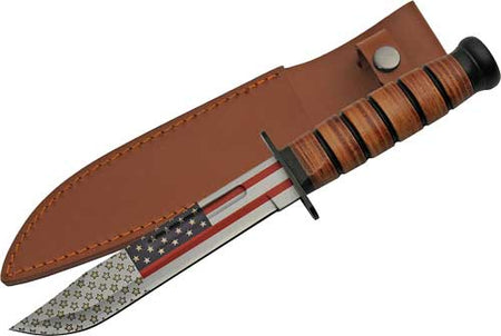SZCO 7" Flag Combat Fighter Knife 12" OAL Fixed Blade with Sheath