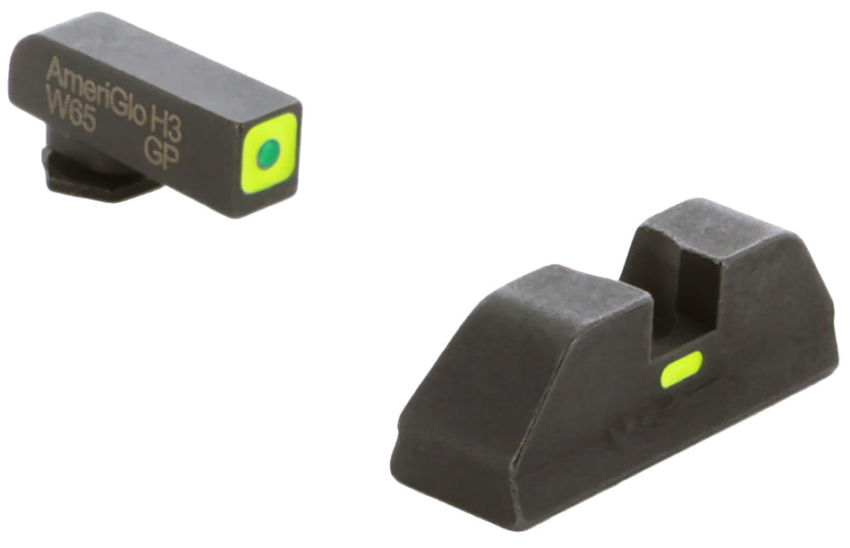 AmeriGlo GL614 CAP Combative Action Pistol Sight Set for Glock Gen 1-5 – LumiGreen Outline & Bar