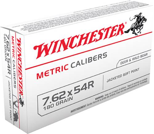 Winchester 7.62x54mmR METRIC CALIBERS Full Metal Jacket/Soft Point Deer 180 grain Soft Point ammunition
