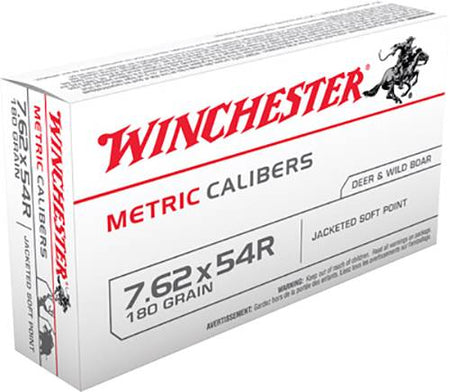 Winchester 7.62x54mmR METRIC CALIBERS Full Metal Jacket/Soft Point Deer 180 grain Soft Point ammunition