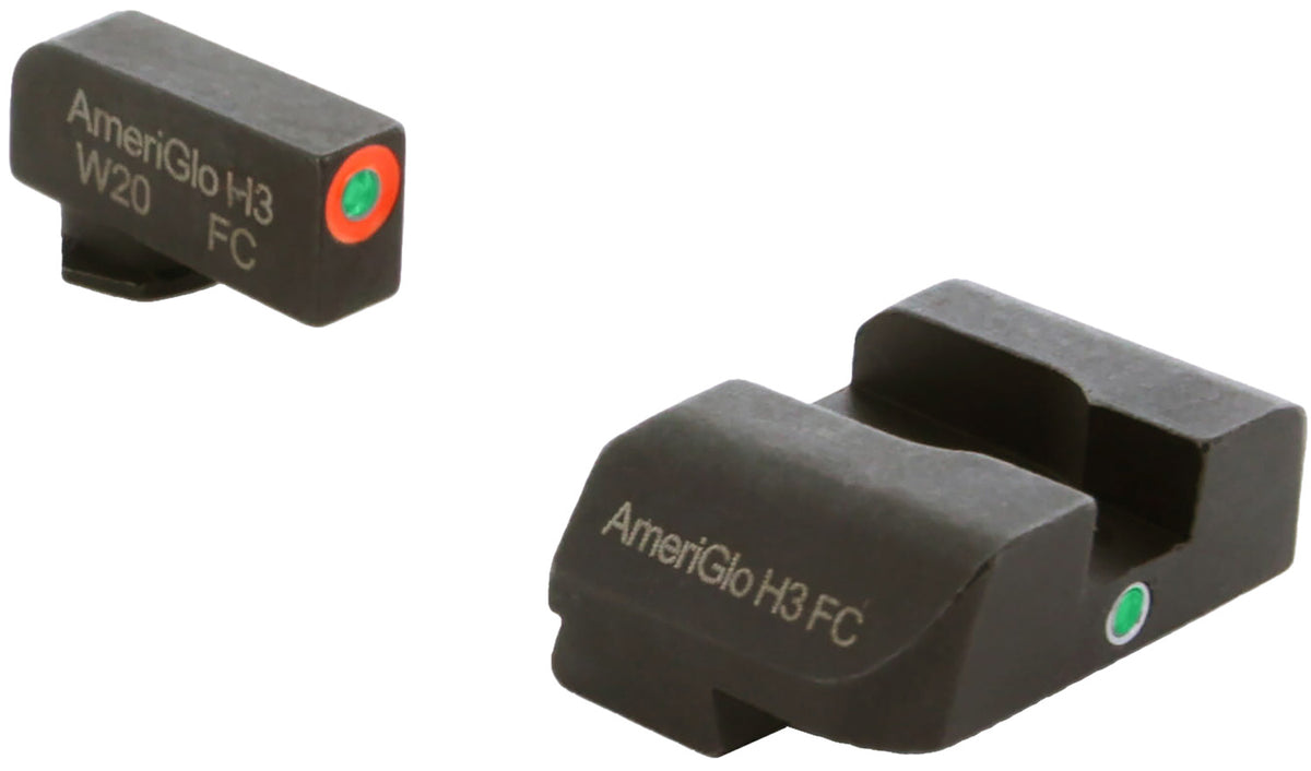 AmeriGlo GL201 i-Dot Glock Sight Set – Green Tritium Orange Outline Front Sight with Green Tritium Rear