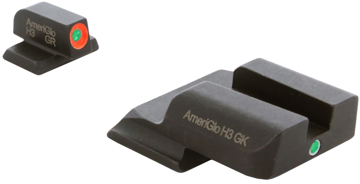 AmeriGlo SW245 i-Dot Sight Set for Smith & Wesson M&P Shield – Green Tritium Orange Outline Front & Rear