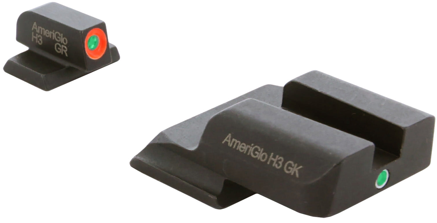 AmeriGlo SW245 i-Dot Sight Set for Smith & Wesson M&P Shield – Green Tritium Orange Outline Front & Rear